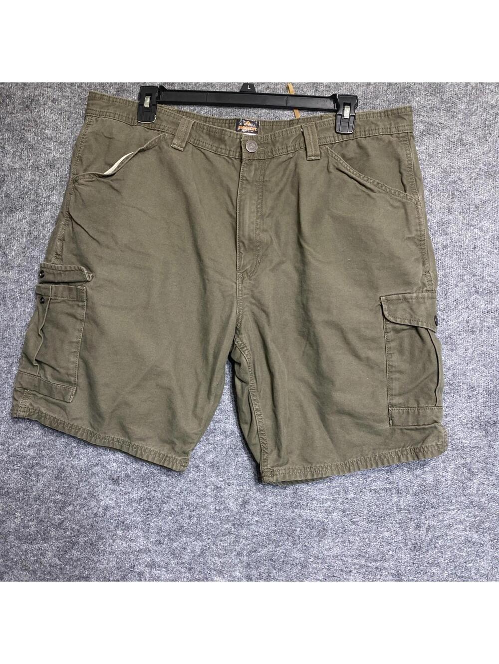 Ridgecut Toughwear Men Cargo Work Shorts Green Nylon Zip Pocket Size 42 Outdoor